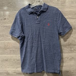 Polo Ralph Lauren Polo Shirt Mens Medium Custom Slim Fit Stretch Mesh Blue Red
